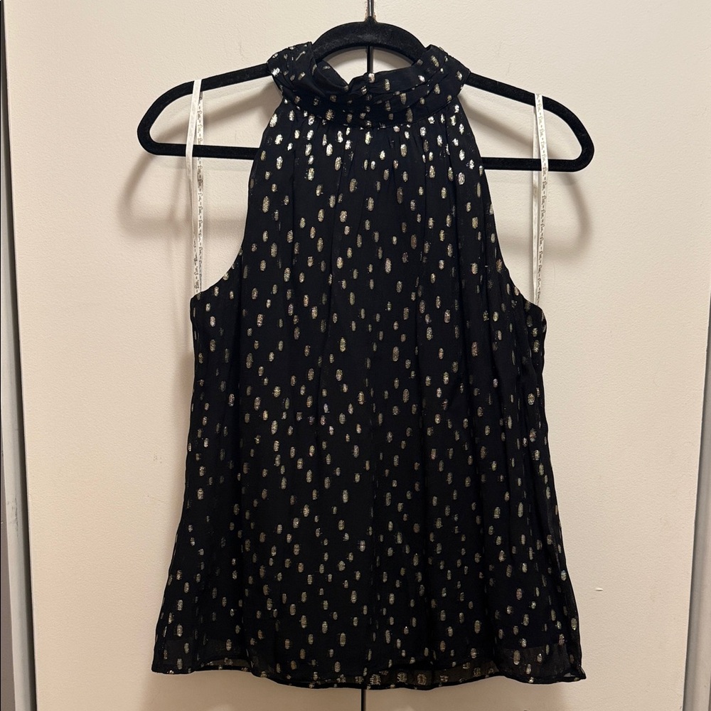 Lilly Pulitzer Black Blouse with Gold Dots